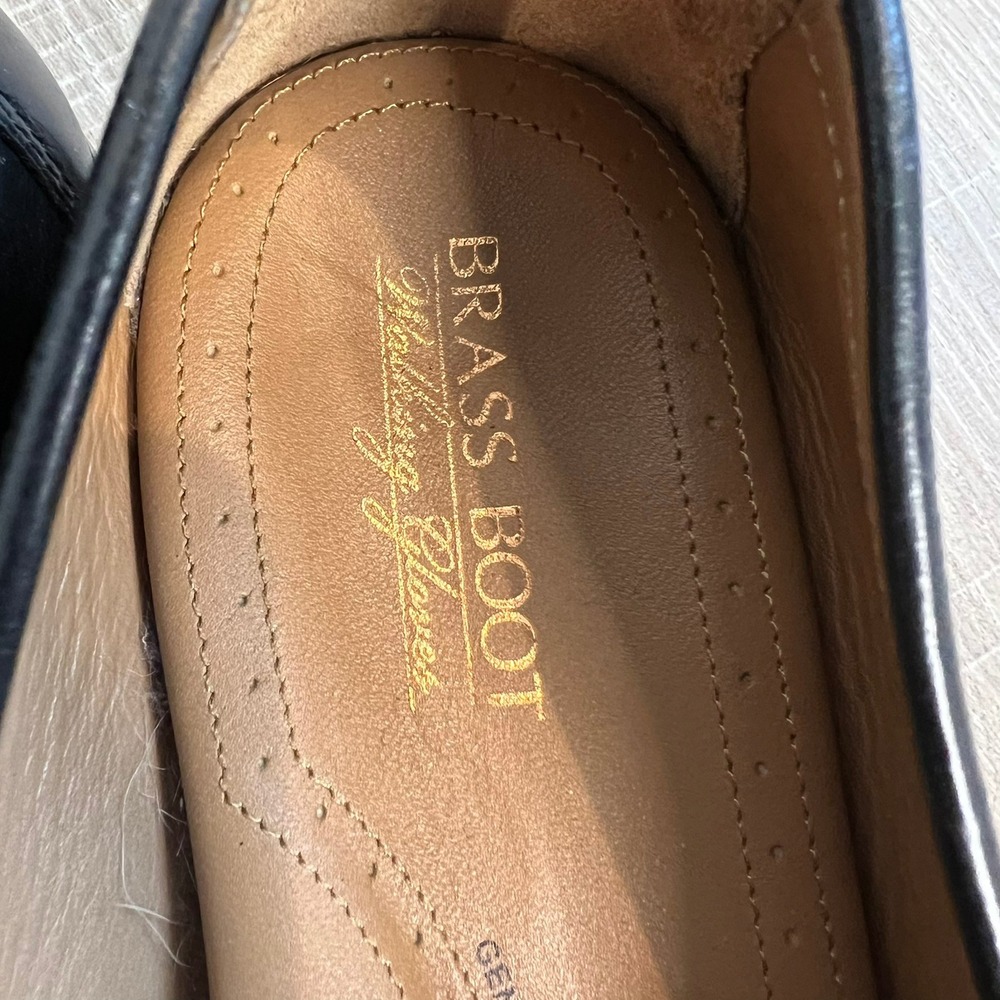 Brass Boot Mens Black Croc Embossed Leather Bit Loafers 93346 001 Size 10 M - Picture 9 of 13